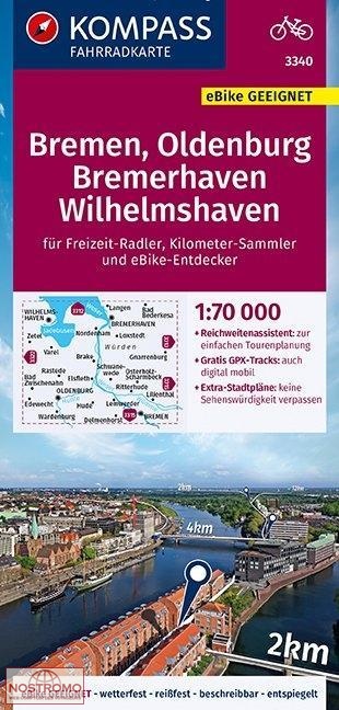 3340 BREMEN - OLDENBURG | Kompass cycling map