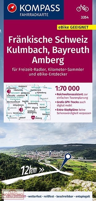3354 FRÄNKISCHE SCHWEIZ - KULMBACH - BAYREUTH - AMBERG | Kompass cycling map