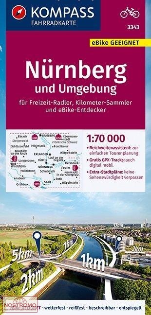 3343 NÜRNBERG UND UMGEBUNG | Kompass cycling map