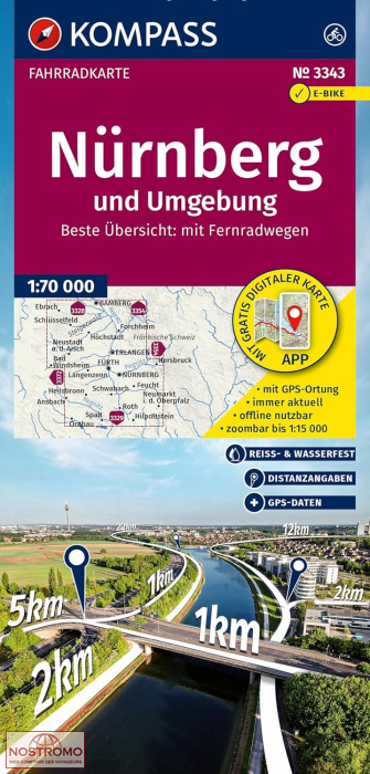 3343 NÜRNBERG UND UMGEBUNG | Kompass cycling map