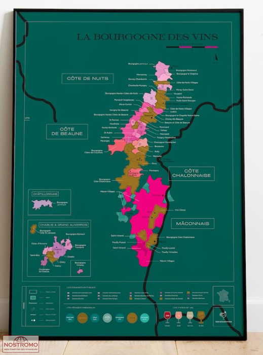 BOURGOGNE | 1020 Dégustations scratch wall map