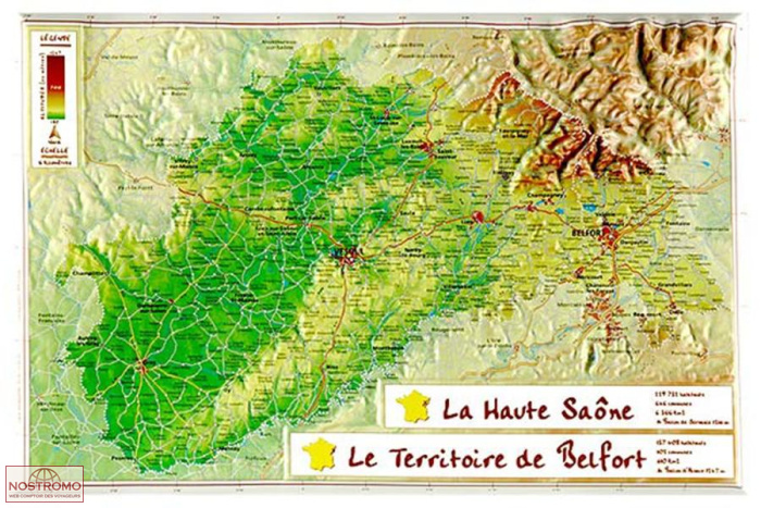 HAUTE-SAÔNE -TERRITOIRE DE BELFORT | Géorelief relief map