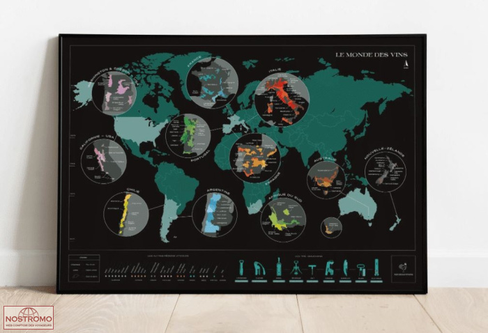 VINS DU MONDE | 1020 Dégustations scratch wall map