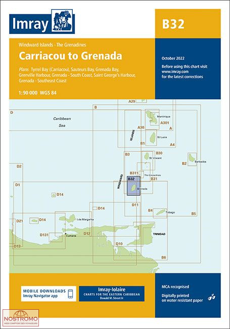 B32 CARRIACOU TO GRENADA | Imray nautical chart