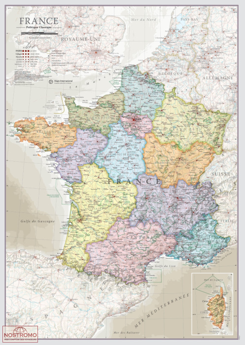 FRANCE | Maps International wall map