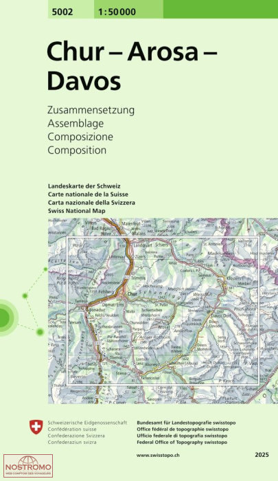 5002 CHUR - AROSA - DAVOS | carte topographique Swisstopo