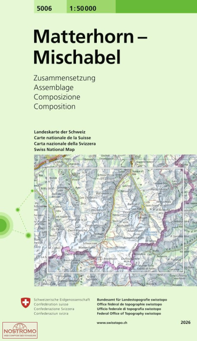 5006 MATTERHORN - MISCHABEL | carte topographique Swisstopo