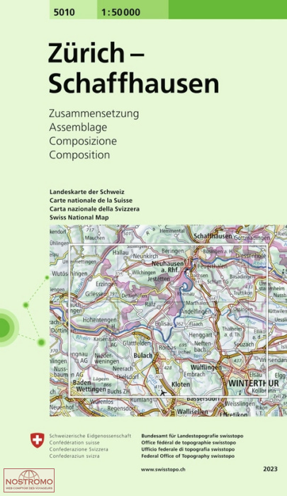 5010 ZÜRICH - SCHAFFHAUSEN | carte topographique Swisstopo