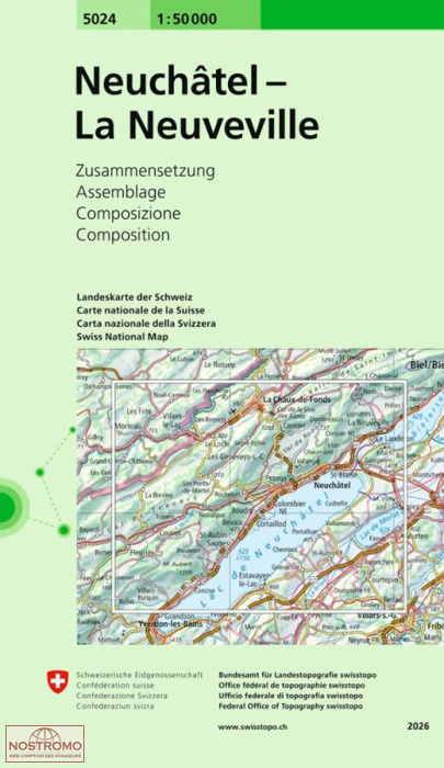5024 NEUCHÂTEL - LA NEUVEVILLE | carte topographique Swisstopo