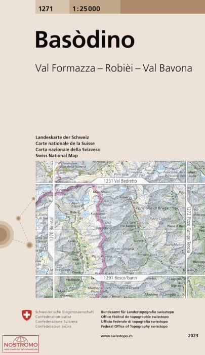 1271 BASÒDINO - VAL FORMAZZA - ROBIÈI - VAL BAVONA | carte topographique Swisstopo