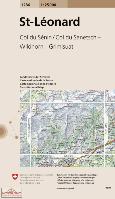 1286 ST-LÉONARD - COL DU SANETSCH - WILDHORN | Swisstopo topographic map