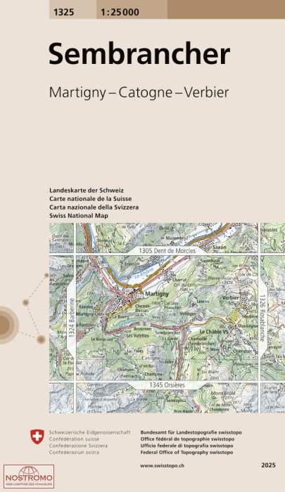 1325 SEMBRANCHER - MARTIGNY - CATOGNE - VERBIER | carte topographique Swisstopo