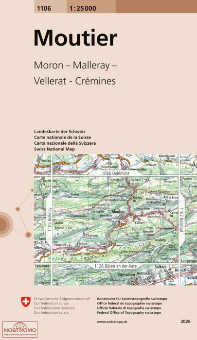 1106 MOUTIER | Swisstopo topographic map