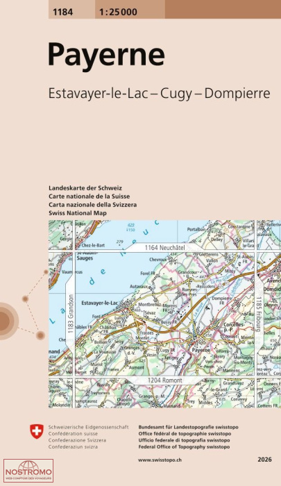 1184 PAYERNE | Swisstopo topographic map