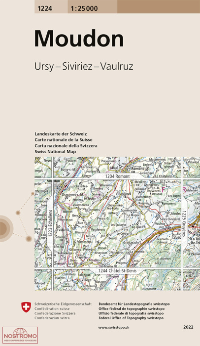 1224 MOUDON - URSY - SIVIRIEZ - VAULRUZ | Swisstopo topographic map