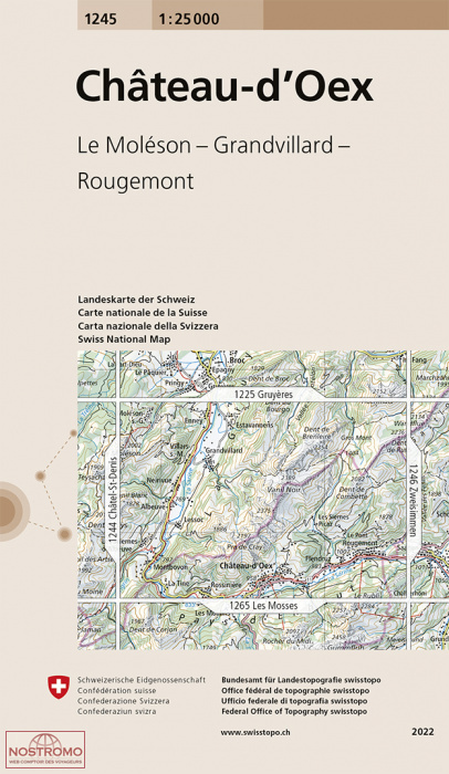1245 CHÂTEAU-D'OEX - LE MOLÉSON - GRANDVILLARD - ROUGEMONT | carte topographique Swisstopo