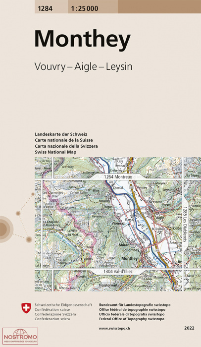 1284 MONTHEY - VOUVRY - AIGLE - LEYSIN | carte topographique Swisstopo