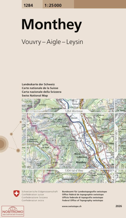 1284 MONTHEY - VOUVRY - AIGLE - LEYSIN | carte topographique Swisstopo