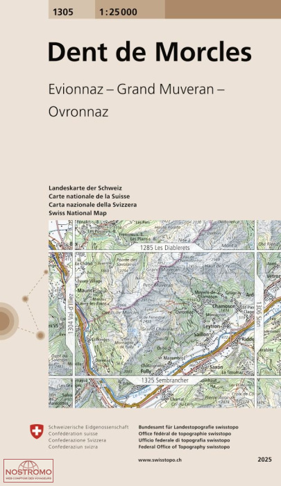 1305 DENT DE MORCLES - EVIONNAZ - GRAND MUVERAN - OVRONNAZ | carte topographique Swisstopo