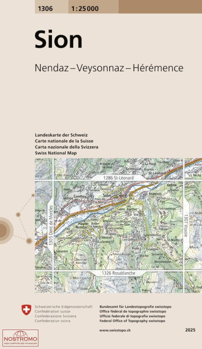 1306 SION - NENDAZ - VEYSONNAZ - HÉRÉMENCE | carte topographique Swisstopo