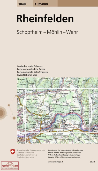 1048 RHEINFELDEN - SCHOPFHEIM - MÖHLIN - WEHR | carte topographique Swisstopo