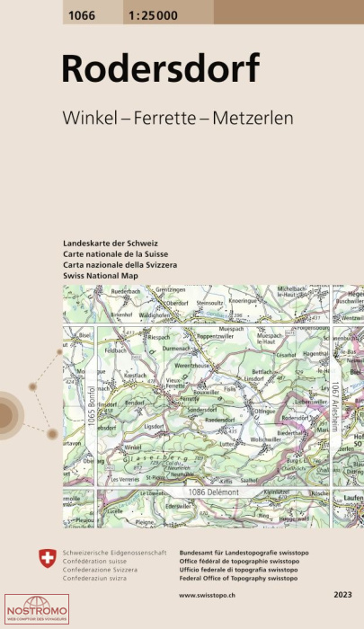 1066 RODERSDORF - WINKEL - FERRETTE - METZERLEN | carte topographique Swisstopo