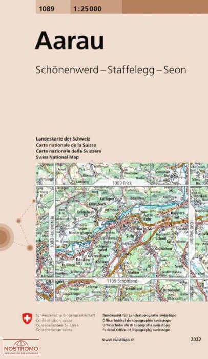 1089 AARAU - SCHÖNENWERD - STAFFELEGG - SEON | carte topographique Swisstopo