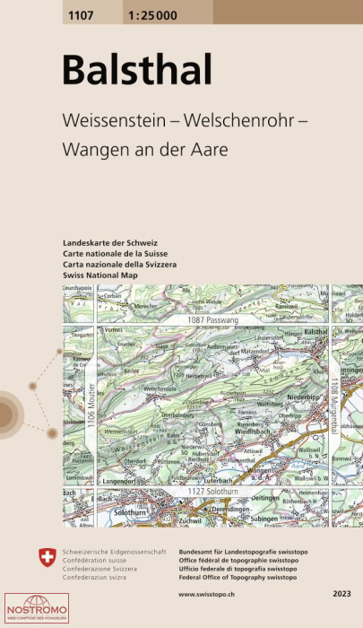 1107 BALSTAHL - WEISSENSTEIN - WELSCHENROH - WANGEN A. A | carte topographique Swisstopo.