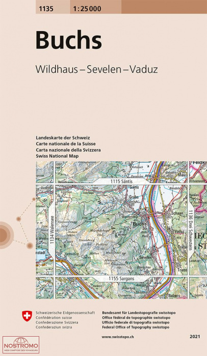 1135 BUCHS - WILDHAUS - SEVELEN - VADUZ | Swisstopo topographic map