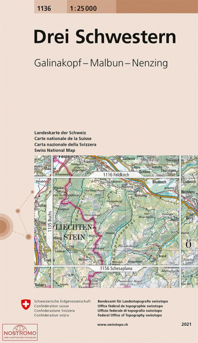 1136 DREI SCHWESTERN - GALINAKOPF - MALBUN - NENZING | Swisstopo topographic map