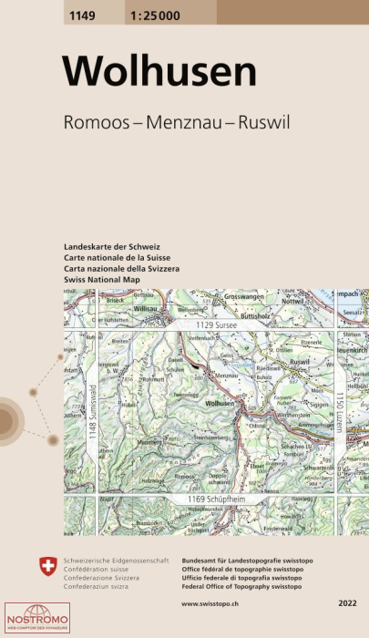 1149 WOLHUSEN - ROMOOS - MENZNAU - RUSWIL | carte topographique Swisstopo