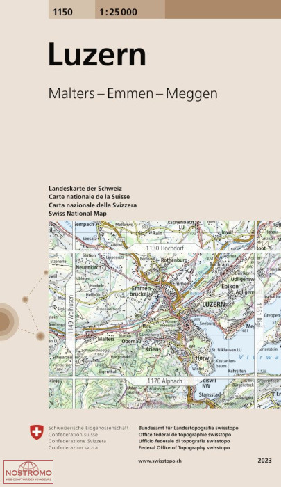 1150 LUZERN - MALTERS - EMMEN - MEGGEN | carte topographique Swisstopo