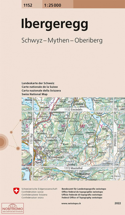 1152 IBERGEREGG - SCHWYZ - MYTHEN - OBERIBERG | carte topographique Swisstopo