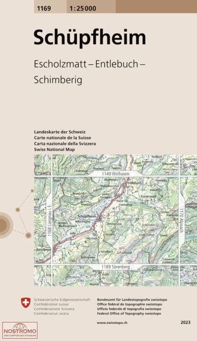 1169 SCHÜPFHEIM - ESCHOLZMATT - ENTLEBUCH - SCHIMBERIG | carte topographique Swisstopo