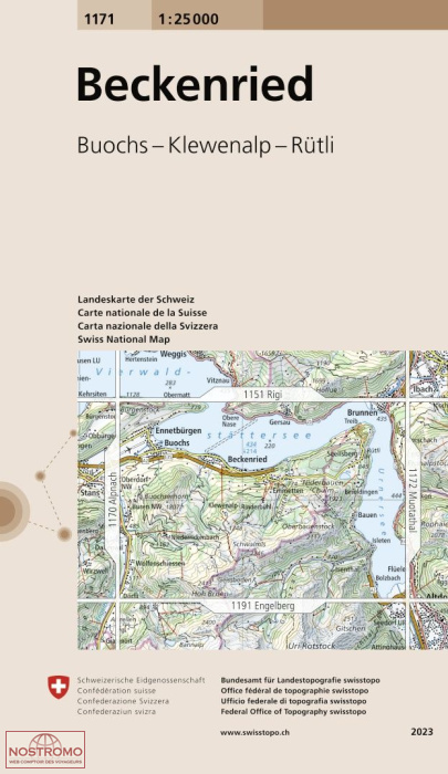 1171 BECKENRIED - BUOCHS - KLEWENALP - RÜTLI | carte topographique Swisstopo