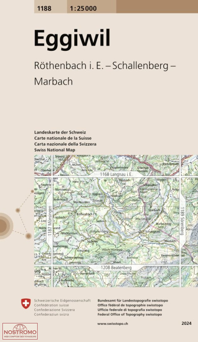1188 EGGIWIL - RÖTHENBACH I. E. - SCHALLENBERG - MARBACH | carte topographique Swisstopo