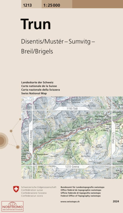 1213 TRUN - DISENTIS/MUSTÉR - SUMVITG - BREIL/BRIGELS | carte topographique Swisstopo