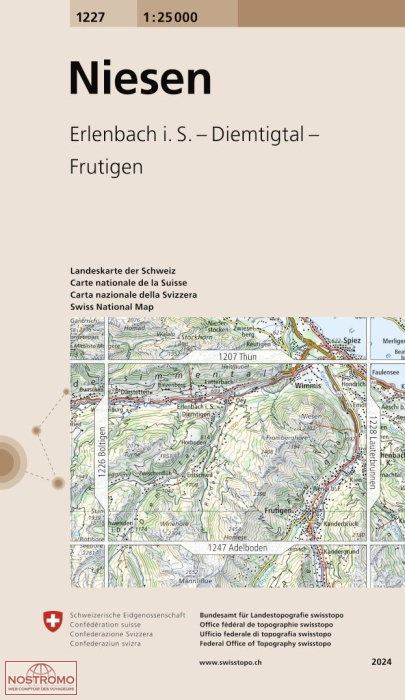 1227 NIESEN - ERLENBACH I. S. -DIEMTIGTAL - FRUTIGEN | carte topographique Swisstopo