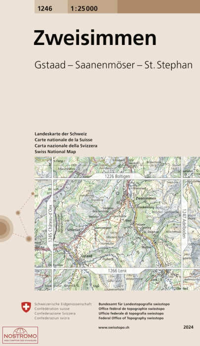 1246 ZWEISIMMEN - GSTAAD - SAANENMÖSER - ST. STEPHAN | carte topographique Swisstopo