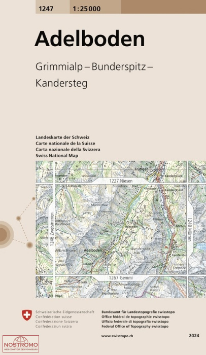 1247 ADELBODEN - GRIMMIALP - ELSIGENALP - KANDERSTEG | carte topographique Swisstopo