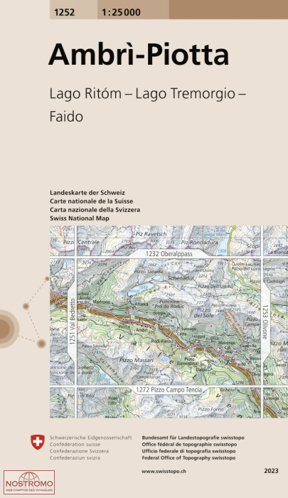 1252 AMBRI-PIOTTA - LAGO RITÓM - LAGO TREMORGIO - FAIDO | carte topographique Swisstopo