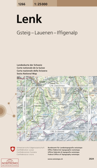 1266 LENK - GSTEIG - LAUENEN - IFFIGENALP | carte topographique Swisstopo