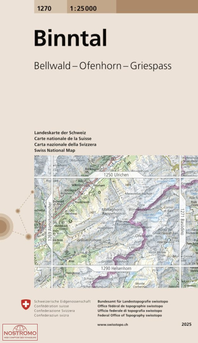 1270 BINNTAL - BELLWALD - OFENHORN - GRIESPASS | Swisstopo topographic map