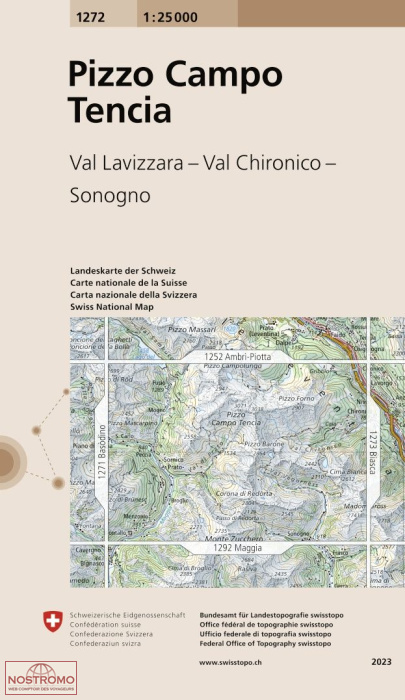 1272 PIZZO CAMPO TENCIA - VAL LAVIZZARA - VAL CHIRONICO - SONOGNO | carte topographique Swisstopo