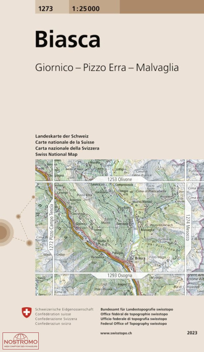 1273 BIASCA - GIORNICO - PIZZO ERRA - MALVAGLIA | carte topographique Swisstopo