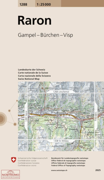 1288 RARON - GAMPEL - BÜRCHEN - VISP | Swisstopo topographic map