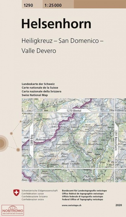 1290 HELSENHORN - HEILIGKREUZ - SAN DOMENICO - VALLE DEVERO | carte topographique Swisstopo