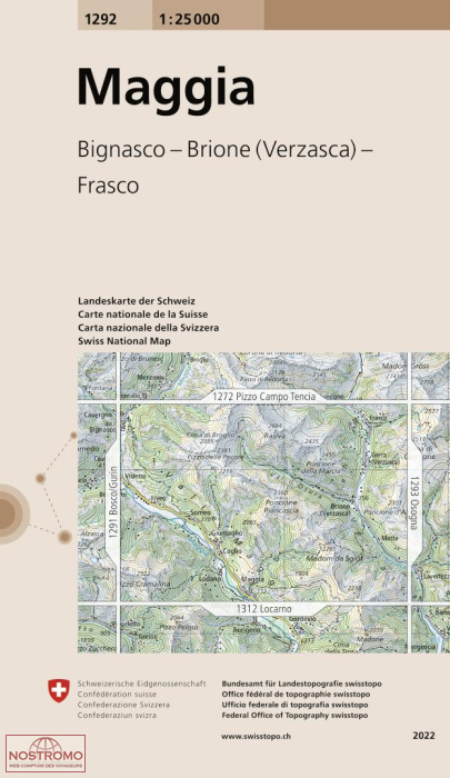 1292 MAGGIA - BIGNASCO - BRIONE (VERZASCA) - FRASCO | carte topographique Swisstopo