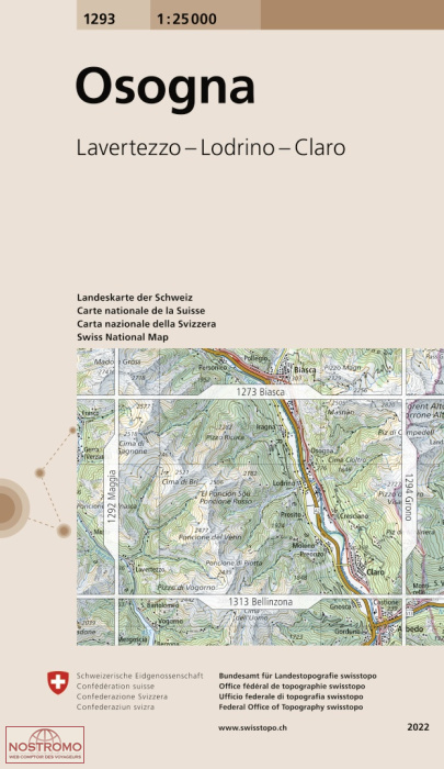 1293 OSOGNA - LAVERTEZZO - LODRINO - CLARO | carte topographique Swisstopo