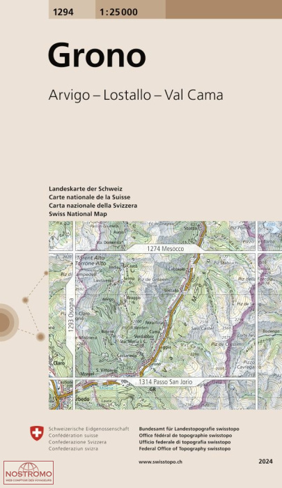 1294 GRONO - ARVIGO - LOSTALLO - VAL CAMA | carte topographique Swisstopo